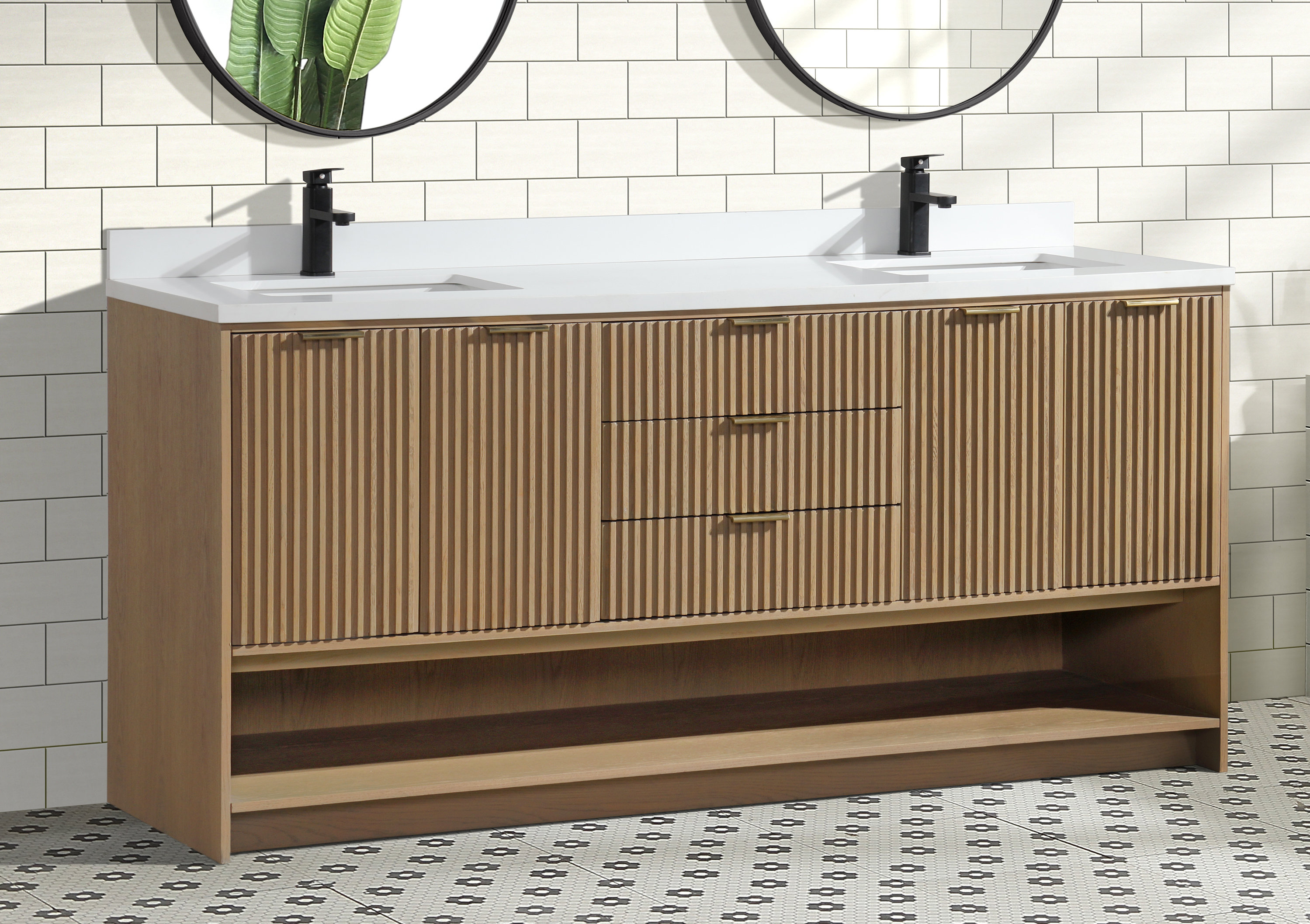 Latitude Run® Kamelya 72" Freestanding Bathroom Vanity Oak Wayfair